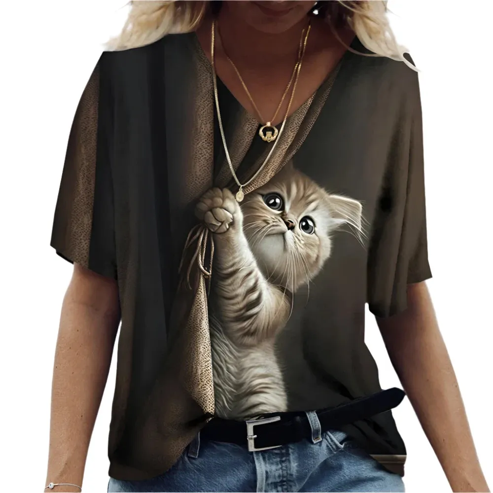 Unisex Printed Cat T-Shirt