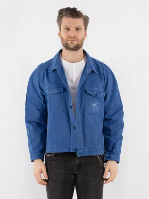 Vintage 60's Men Cropped Italian Work Jacket in Blue