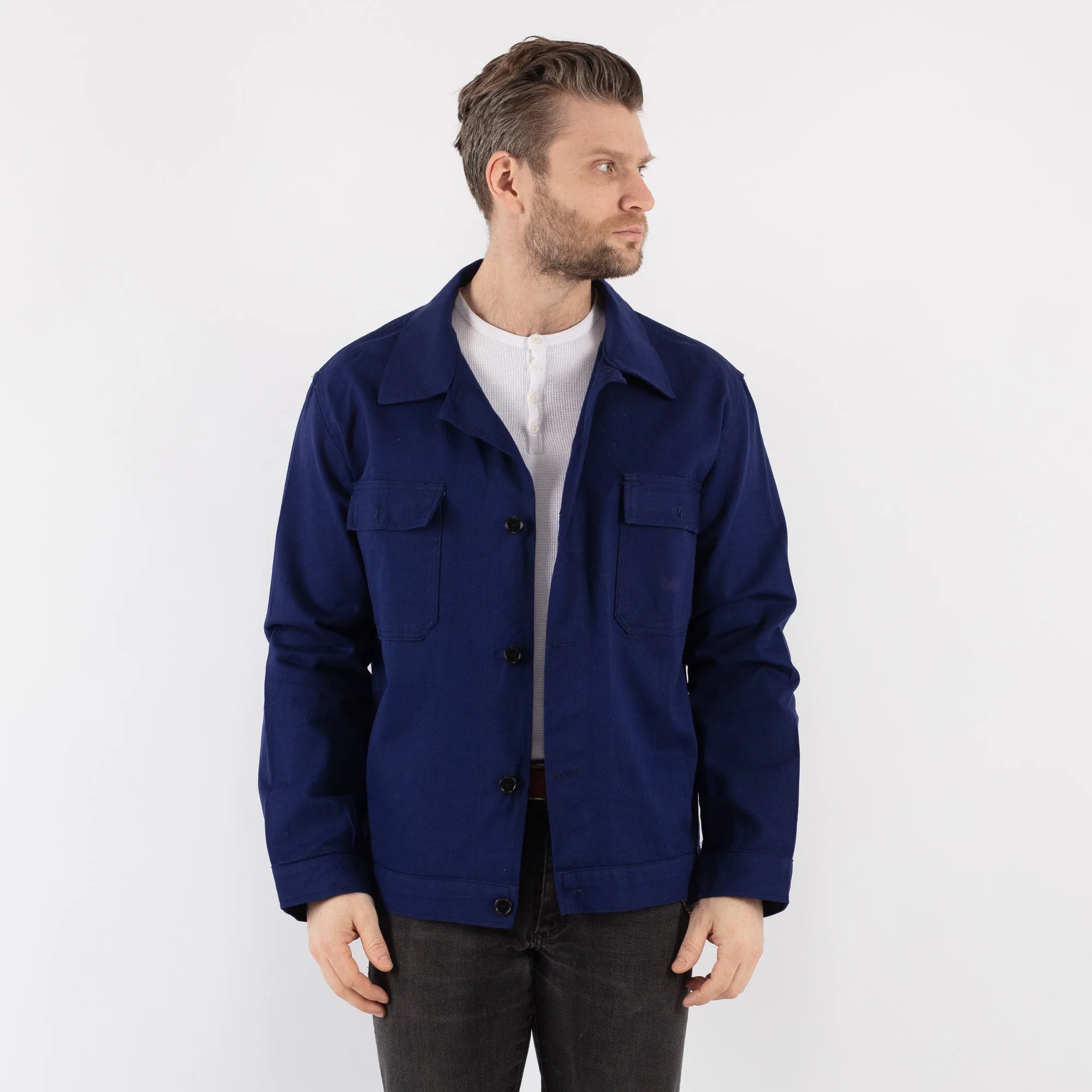 Vintage 70's Men Sanfor Work Jacket in Blue