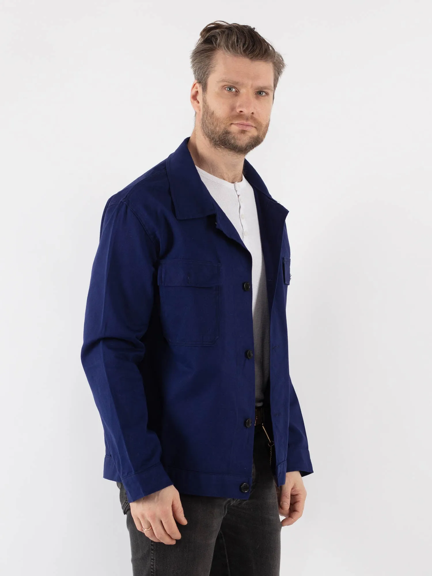 Vintage 70's Men Sanfor Work Jacket in Blue
