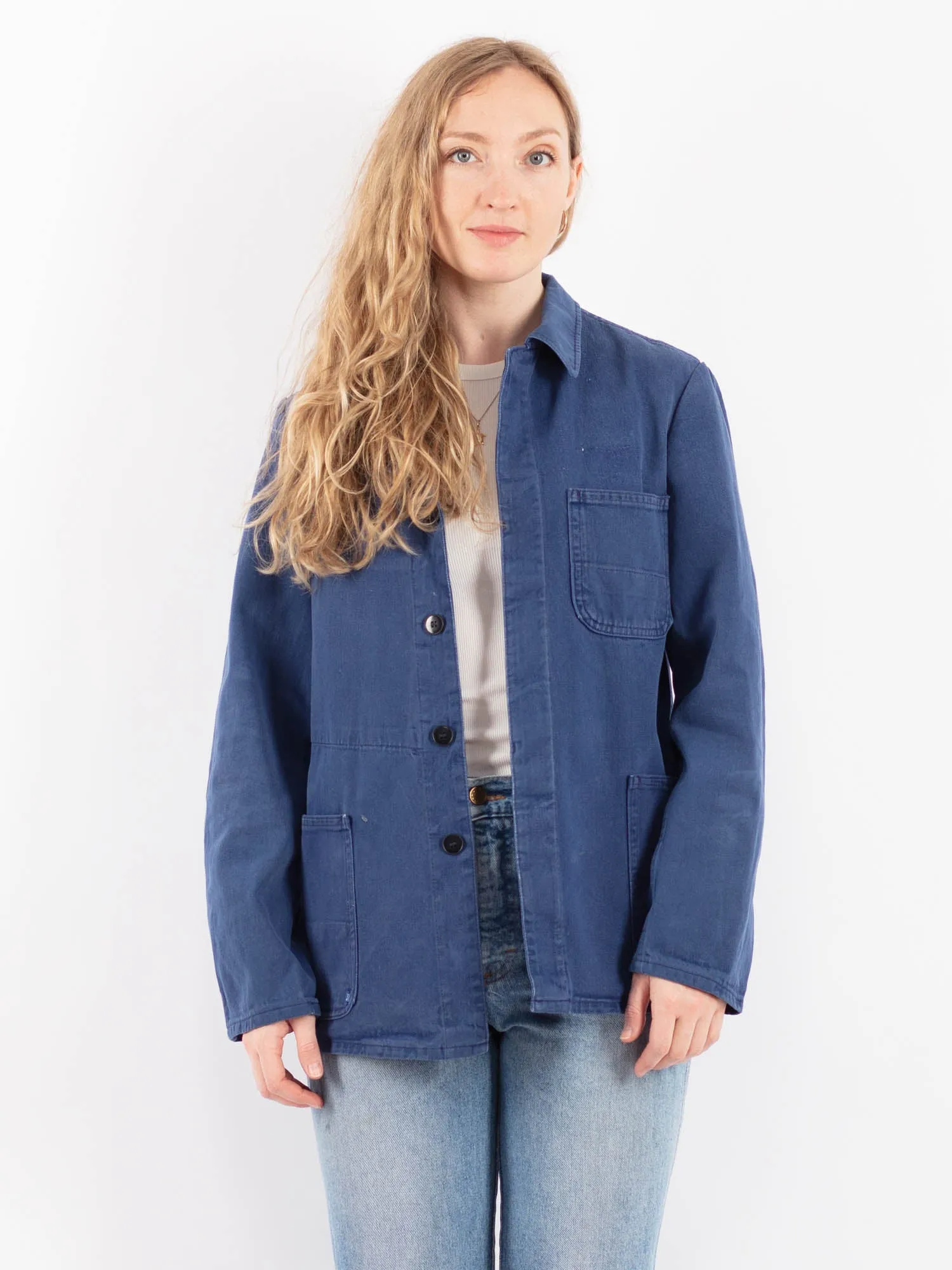 Vintage 70's Women Work Jacket in Blue