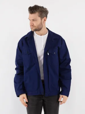 Vintage 80's Men Italian Work Jacket in Blue