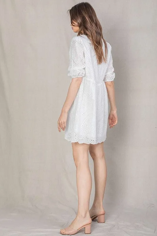White Eyelet Mini Dress