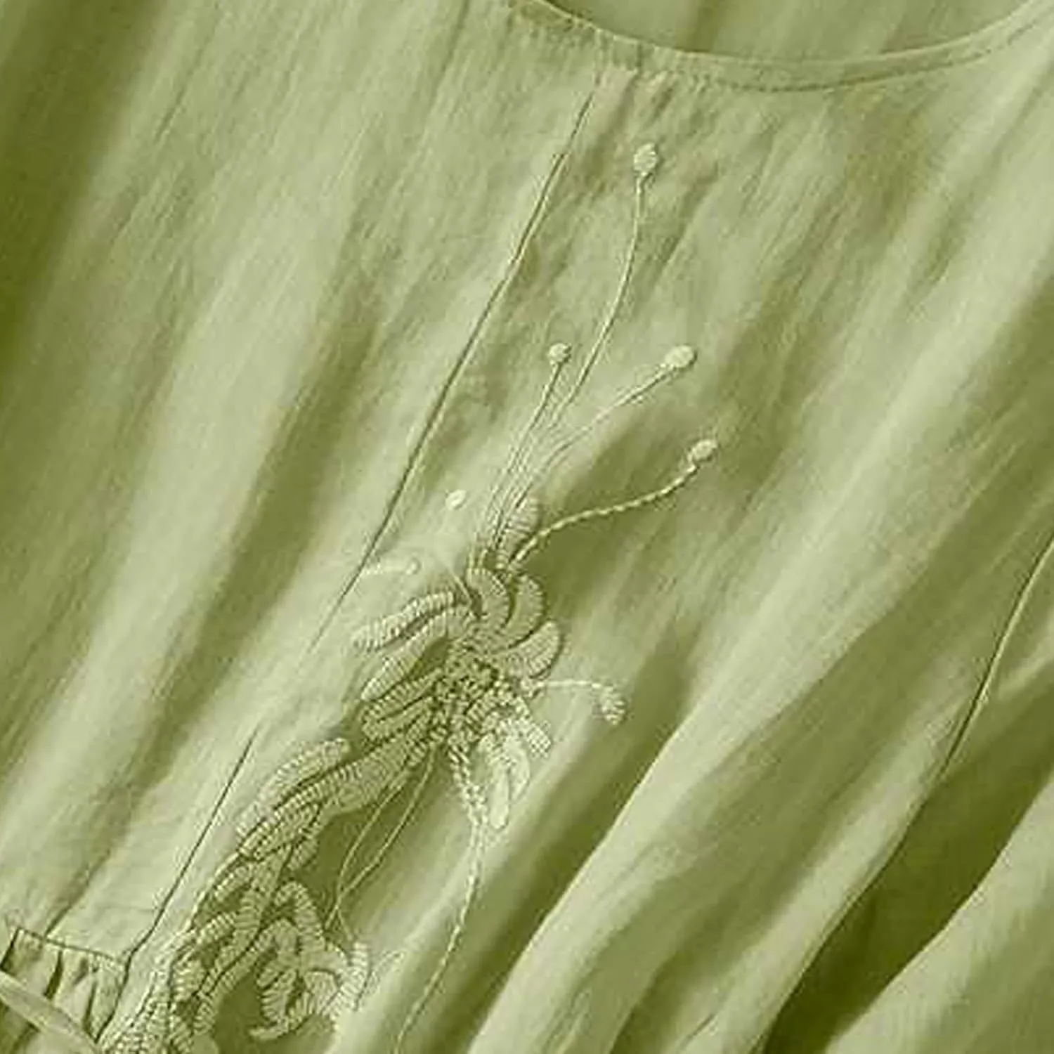 Women Embroidered Dress 3/4 Sleeve Summer Cotton Linen Dress Casual Plus Size Maxi Dress Trendy Summer Beach Clothes
