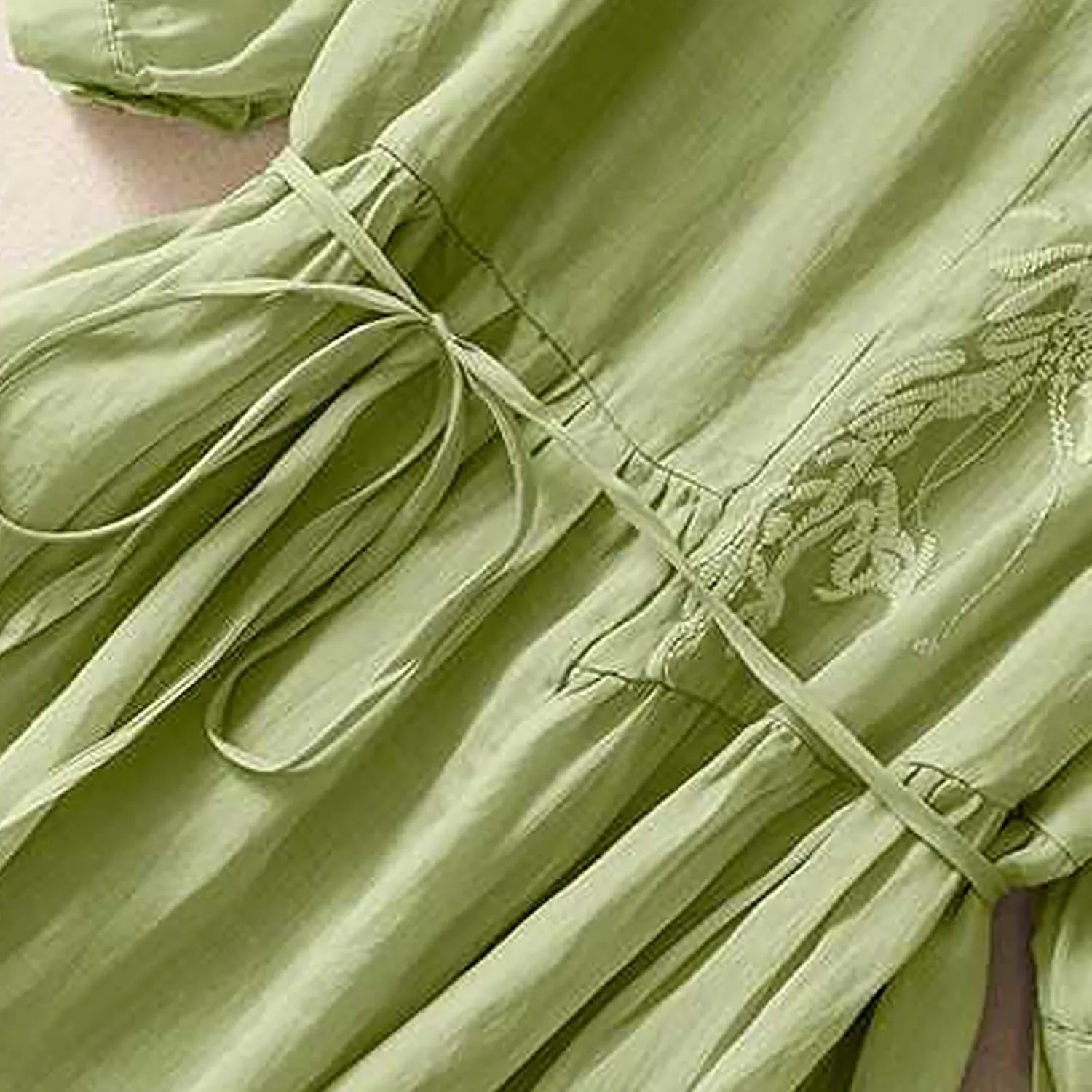 Women Embroidered Dress 3/4 Sleeve Summer Cotton Linen Dress Casual Plus Size Maxi Dress Trendy Summer Beach Clothes