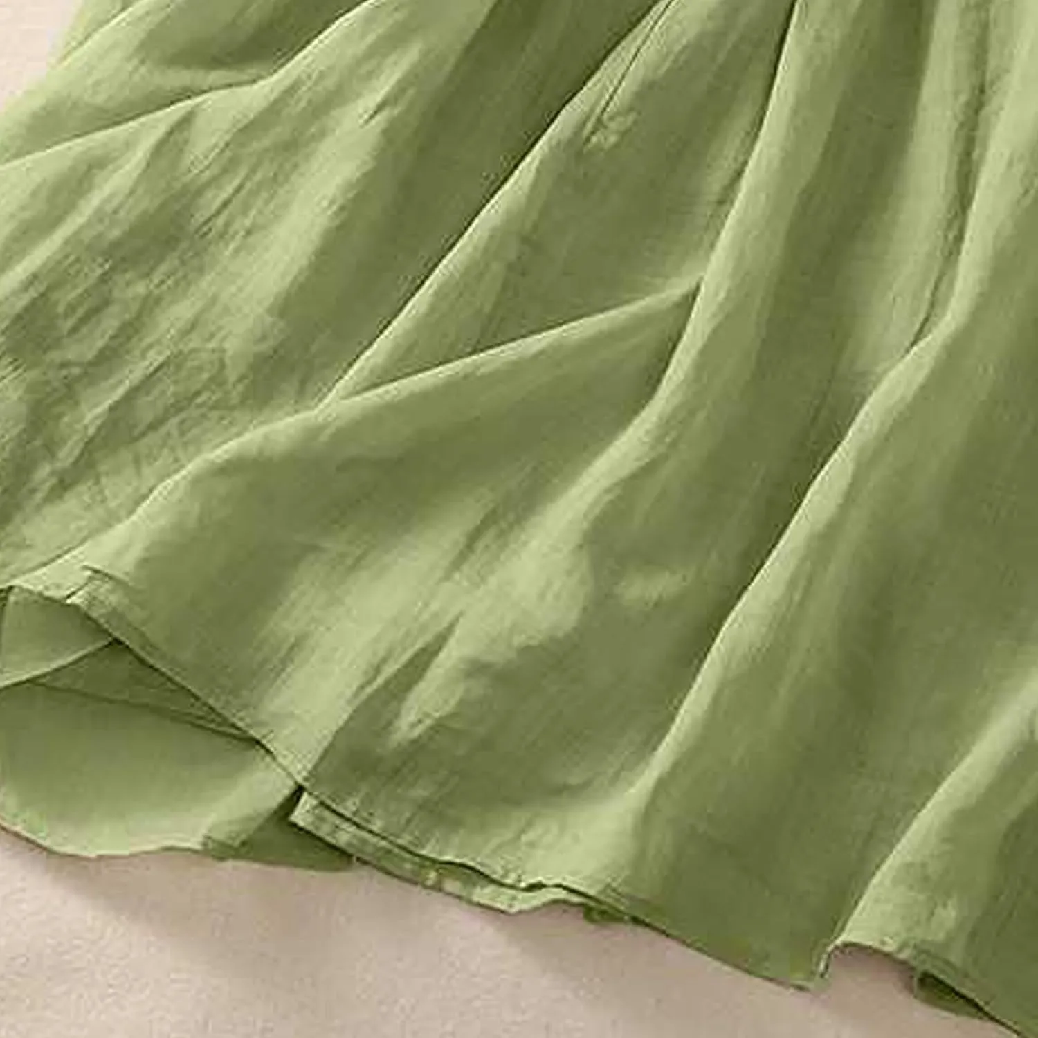 Women Embroidered Dress 3/4 Sleeve Summer Cotton Linen Dress Casual Plus Size Maxi Dress Trendy Summer Beach Clothes