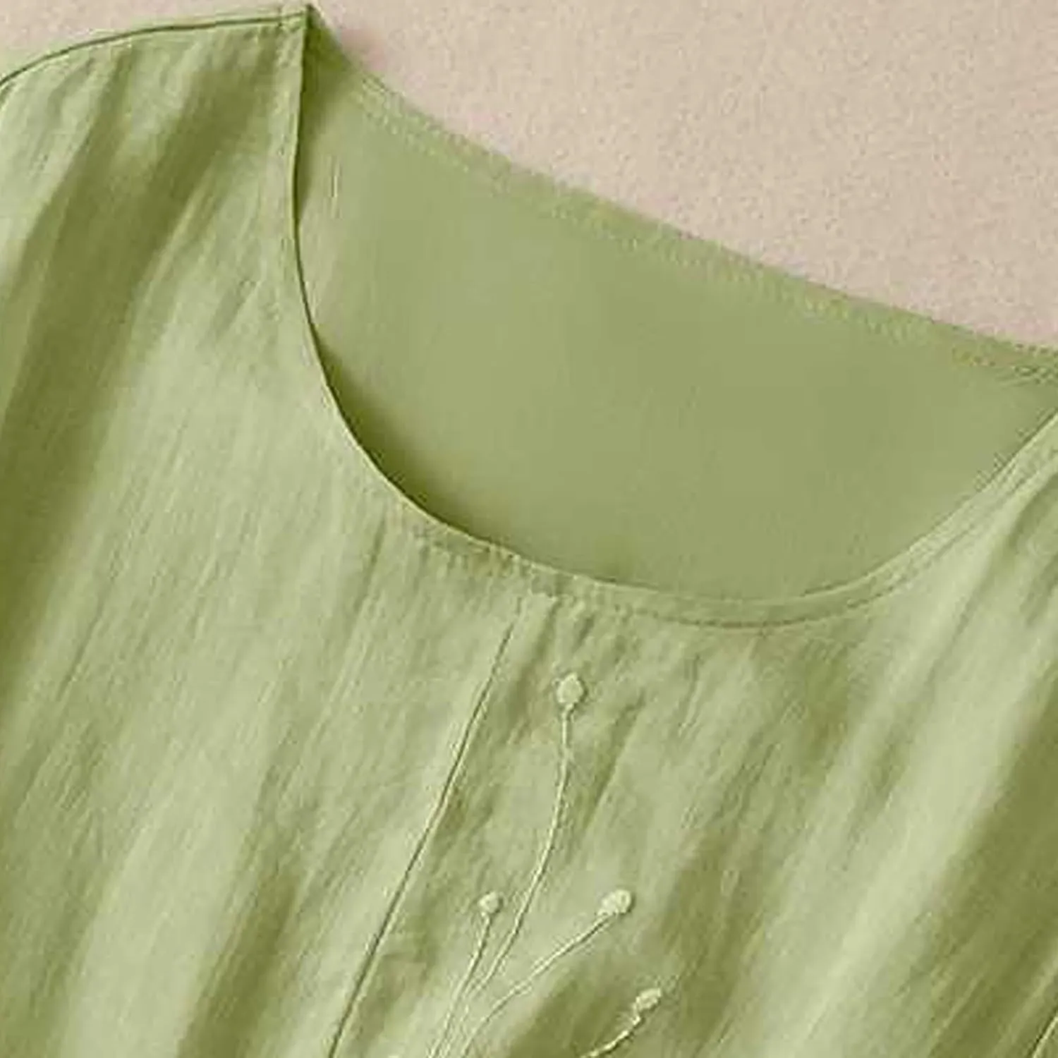 Women Embroidered Dress 3/4 Sleeve Summer Cotton Linen Dress Casual Plus Size Maxi Dress Trendy Summer Beach Clothes