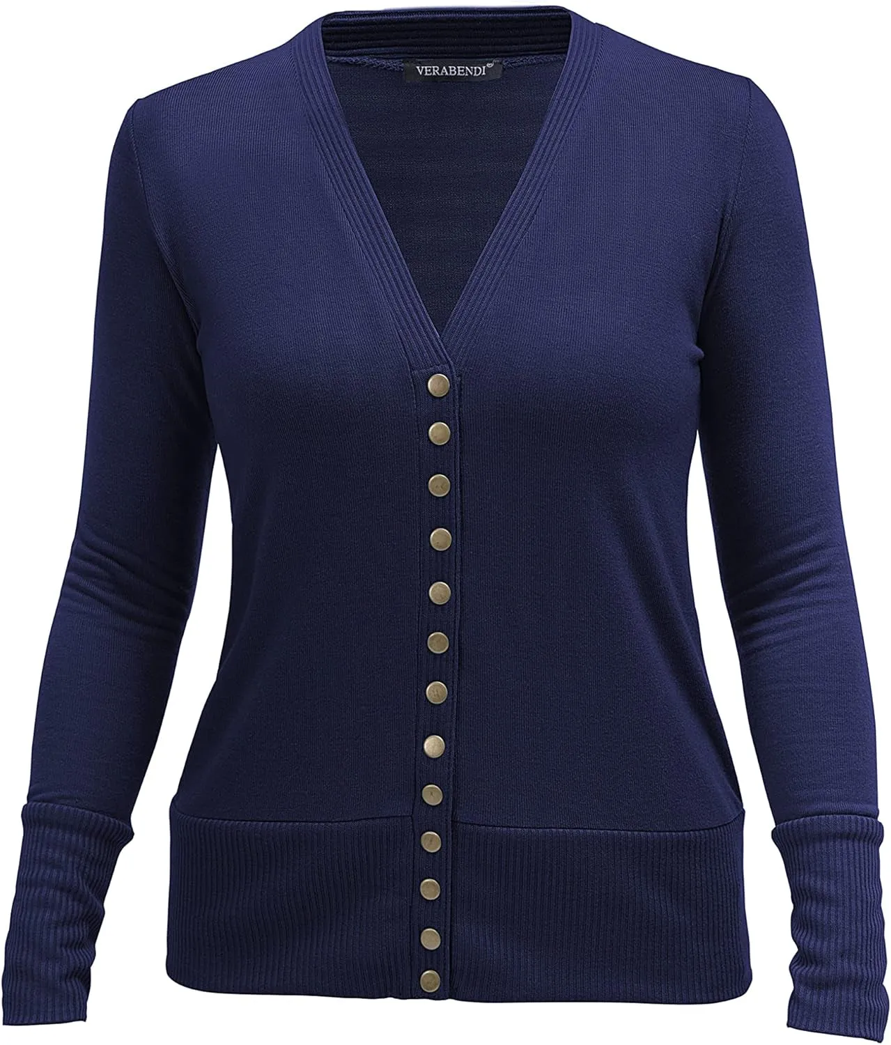 Women Long Sleeve Snaps Button down V Neck Cute Knit Sweater Cardigan