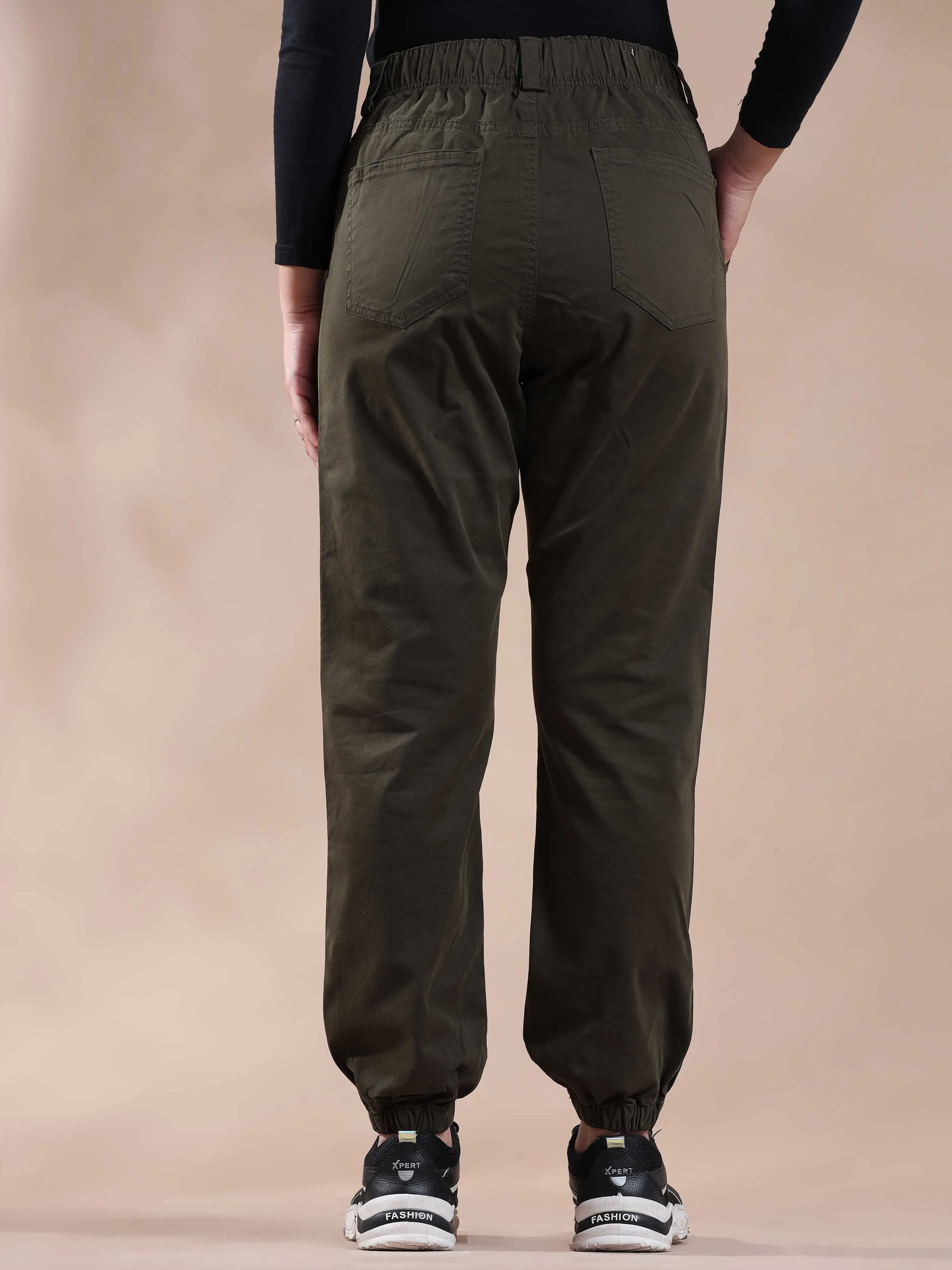 Women Vintage Olive Jogger Pants