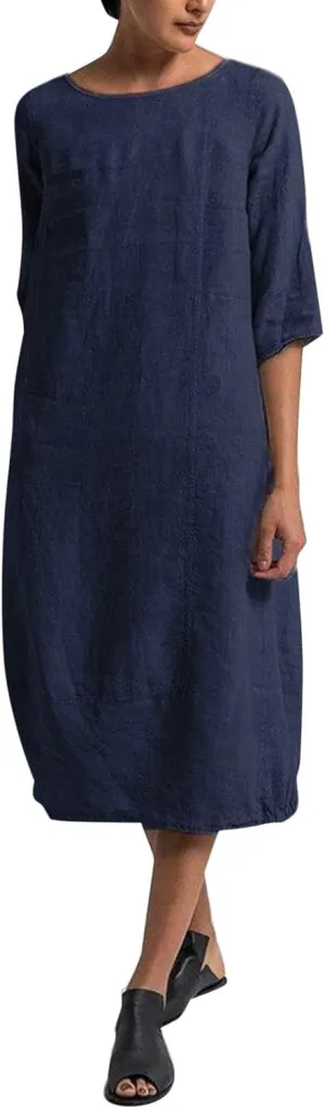Womens Cotton Dresses Half Sleeve Plus Size T Shirt Midi Dress Summer Casual Loose Flowy Sundress Sleepwear Lounge