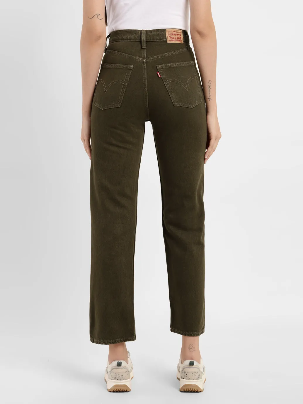 Women's Green Loose Fit High Rise Jeans
