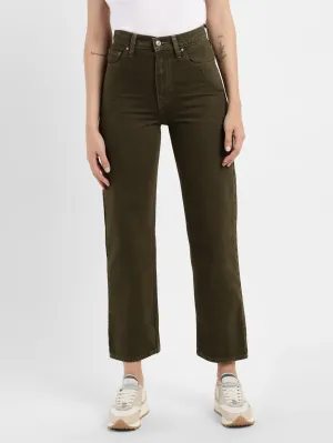 Women's Green Loose Fit High Rise Jeans