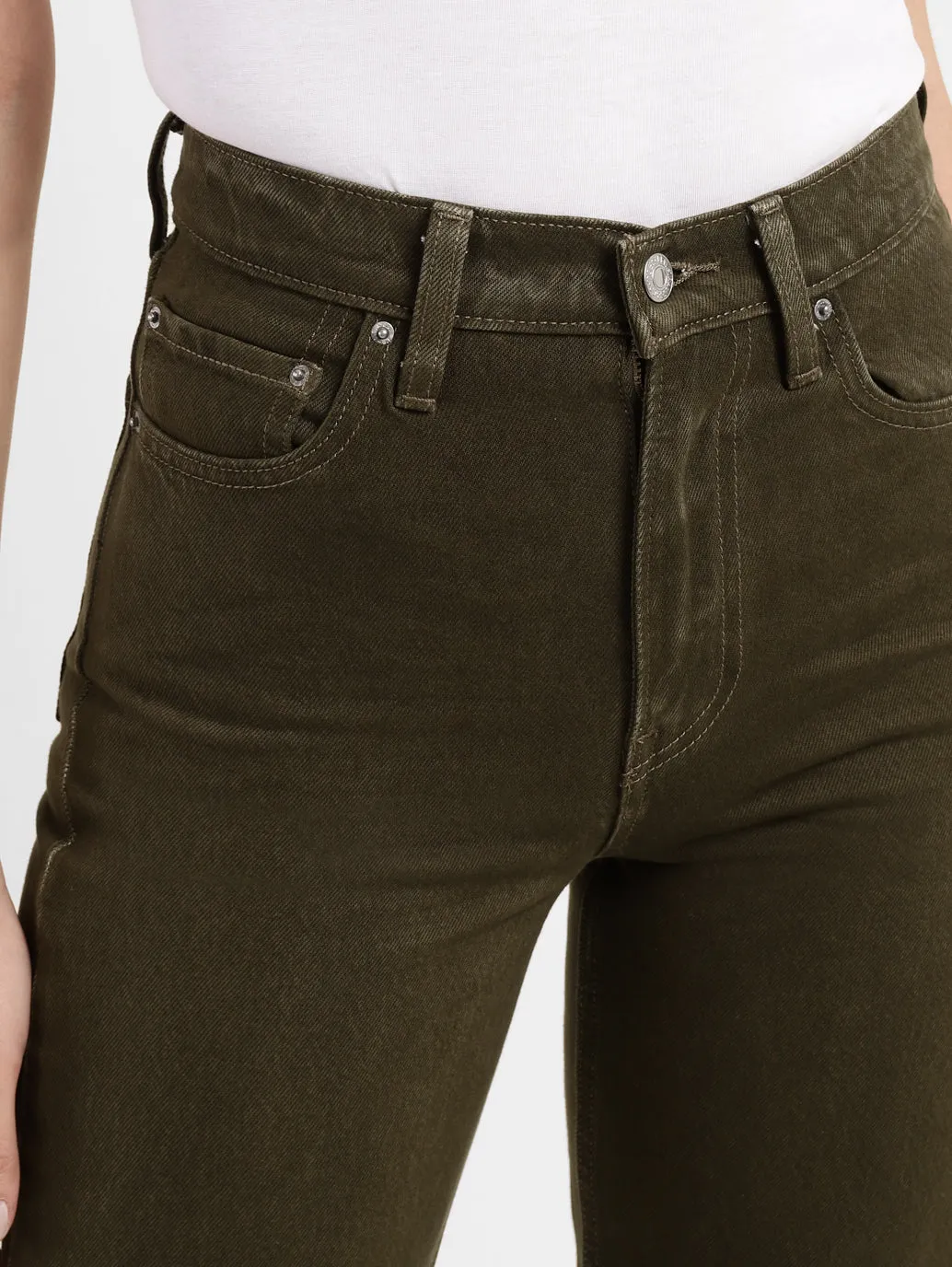 Women's Green Loose Fit High Rise Jeans