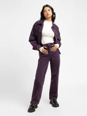 Women's Purple Loose Fit High Rise Jeans