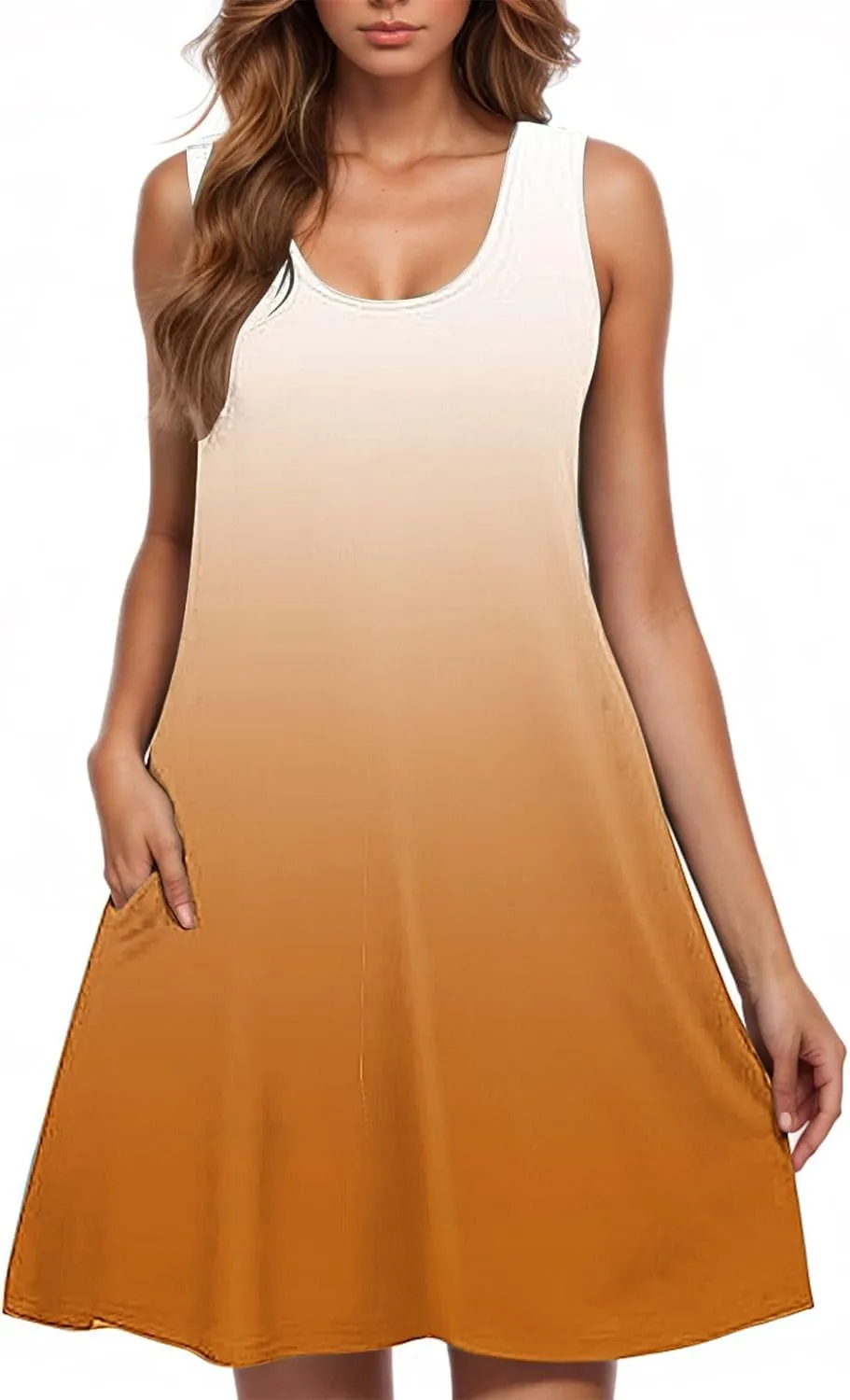 Womens Tiered Printed Dress 2025 Summer Sleeveless Adjustable Strap Beach Mini Dress with Pockets Casual Loose Dress
